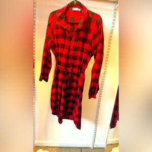 The Children's Place Red and Black Plaid Long Sleeve Shirt Dress